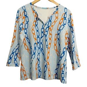 J. Mclaughlin Catalina Chain Henley Top Button Front Top Large